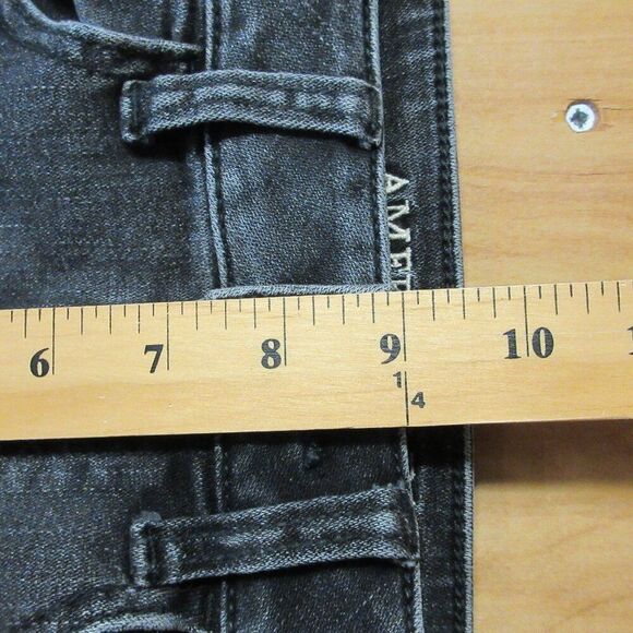 AMERICAN EAGLE Hi-Rise Shortie Womens Size 0 Black Lace Ripped Denim Jean Shorts - Picture 11 of 14